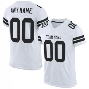 Custom White Black-sliver Mesh Authentic Football Jersey